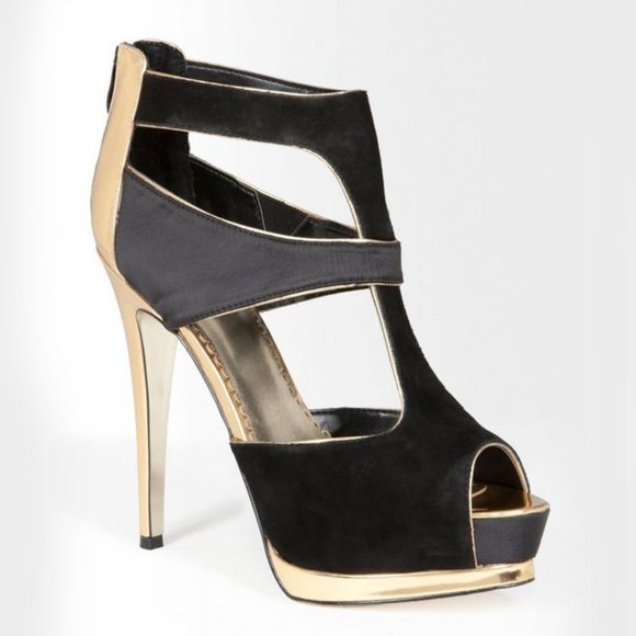 black and gold platform sandals